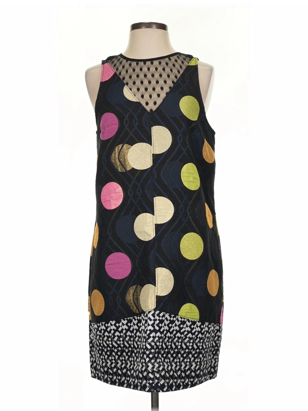 MauveJacquard Shift Dress with Metallic Polka Dot Pattern . NWT Size S
